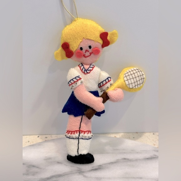 Vintage Bucilla Tennis or Pickle Ball Player‎ Girl Holiday Christmas Ornament - Picture 2 of 3